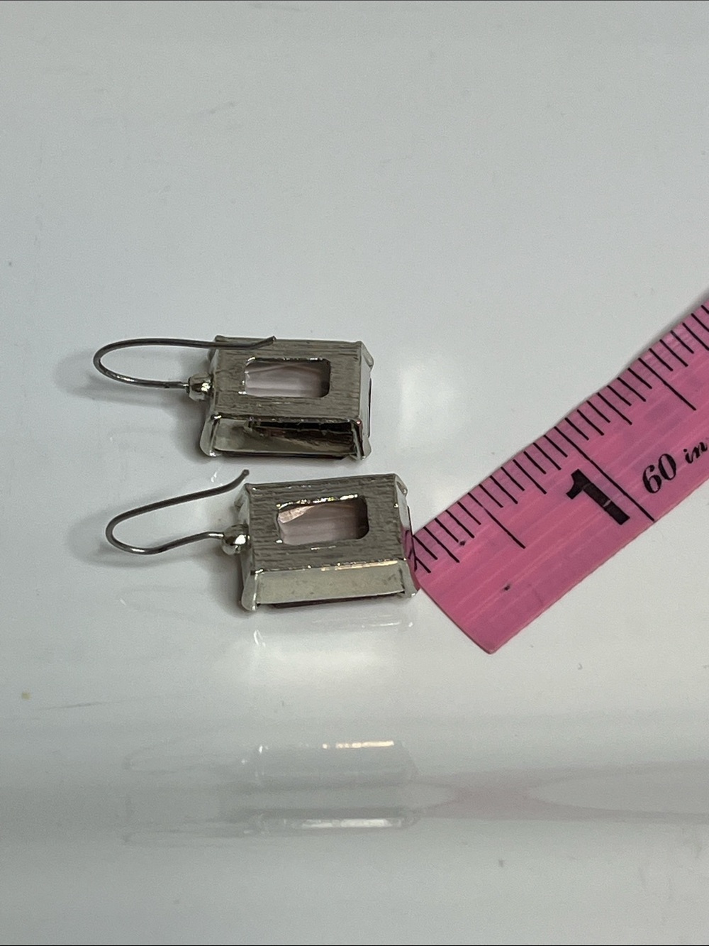 Silver-Tone Rectangular Light Crystal Drop Earrings - Women Jewelry - Picture 6 of 9